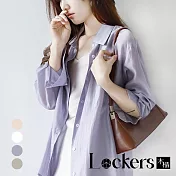 【Lockers 木櫃】夏季時尚天絲防曬罩衫 L111080107 L 葡萄紫色