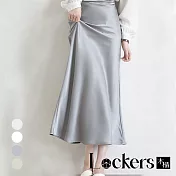 【Lockers 木櫃】夏季親膚顯瘦高腰魚尾裙 L111080111 XL 灰色
