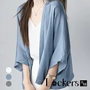 【Lockers 木櫃】夏季棉絲寬鬆披肩罩衫 L111080113 灰藍色S