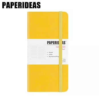 PAPERIDEAS 48K頁碼硬面绑帶筆記本  横線-檸檬黃