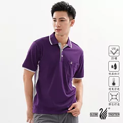 【遊遍天下】MIT台灣製男款抗UV防曬涼感吸濕排汗POLO衫(S075) 2XL 暗紫