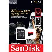 【代理商公司貨】SanDisk 512GB 200MB/s Extreme Pro U3 microSDXC UHS-I V30 A2 記憶卡