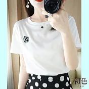 【初色】可愛印花寬鬆短袖T恤上衣-共3色-62436(M-2XL可選) M 山茶花