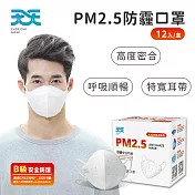 【天天】PM2.5防霾口罩 B級防護 12入/盒 (紅色警戒專用) L尺寸-白色