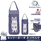 【Kusuguru Japan】日本眼鏡貓NEKOZAWA貓澤系列杯套傘套超吸水內層萬用收納掛包 -深藍色