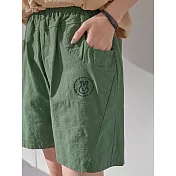 【慢。生活】兔兔刺繡休閒百搭寬鬆棉質短褲 13940  FREE 綠色