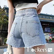 【Lockers 木櫃】夏季韓版破口牛仔熱褲 L111080806 XL 藍色