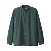 【MUJI 無印良品】男有機棉水洗牛津布立領襯衫 XS 煙燻綠