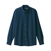 【MUJI 無印良品】男有機棉水洗牛津布扣領襯衫 S 深藍