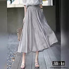 【Jilli~ko】法式高級質感冷灰色高腰大襬長裙 J9215  FREE 灰色