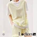 【Lockers 木櫃】夏季時尚顯瘦休閒運動套裝 L111081505 黃色M