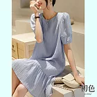 【初色】氣質優雅素色短袖圓領洋裝-藍色-62543(M-XL可選) M 藍色