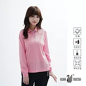 【遊遍天下】女款抗UV防曬吸濕排汗機能長袖POLO衫(GL1016) L 粉紅