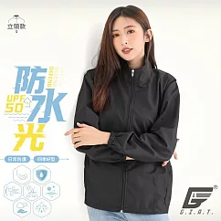 GIAT台灣製UPF50+防潑水機能風衣外套(男女適穿/立領款) M 基本黑