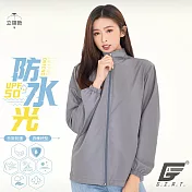 GIAT台灣製UPF50+防潑水機能風衣外套(男女適穿/立領款) M 高級灰