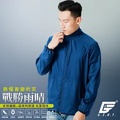 GIAT台灣製UPF50+防潑水防風立領外套(男款) M 水手藍