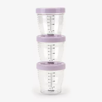 【韓國Dailylike】Tritan安全塑膠刻度附蓋儲物收納罐180ml 3入組 ‧ 紫