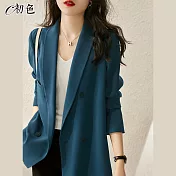 【初色】氣質百搭純色西裝外套-共2色-90188(M-XL可選) L 藍色