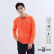 【遊遍天下】男款抗UV防曬吸濕排汗機能長袖POLO衫(GL1015) 2XL 桔色