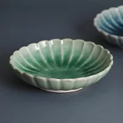 【Minoru陶器】Amane高雅花形陶瓷深盤19cm ‧ 綠