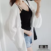 【Jilli~ko】薄款防曬寬鬆開衫 J6132  FREE 白色