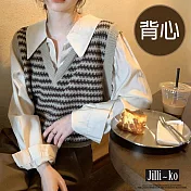 【Jilli~ko】條紋針織馬甲背心 J9386 FREE 中咖