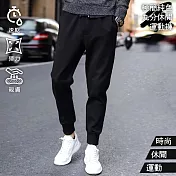 【KISSDIAMOND】極簡純色九分休閒運動褲(長褲/KDP-92002) L 黑色