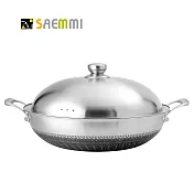【SAEMMI】316不銹鋼複合金蜂巢不沾炒鍋42CM-附不鏽鋼鍋蓋