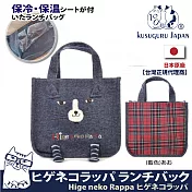 【Kusuguru Japan】日本眼鏡貓Hige neko Rappa系列立體貓腿保溫保冷午餐袋 -藍色