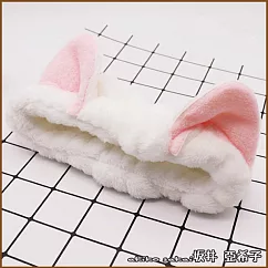 『坂井.亞希子』日本少女系可愛小兔耳朵造型洗臉髮帶 ─白色