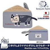 【Kusuguru Japan】日本眼鏡貓Matilda-san系列立體尾巴小房子造型萬用小物收納零錢包 -藍色