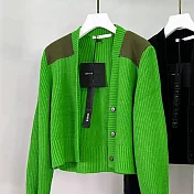 【MsMore】 秋冬新款時尚寬鬆慵懶休閒長袖開衫短款MQ毛衣外套 # 114142 FREE 綠色