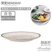 【MINORU TOUKI】日本製美濃燒SENDAN窯變系列淺盤21cm-白色