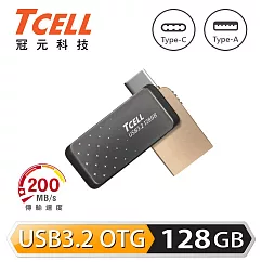 TCELL 冠元─Type─C USB3.2 128GB 雙介面OTG大正浪漫隨身碟 繁星空黑