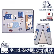 【Kusuguru Japan】日本眼鏡貓NEKOMARUKE貓丸系列冷氣空調斗篷鈕扣式披肩薄毯  -灰色