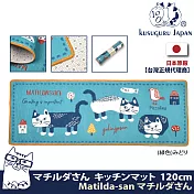 【Kusuguru Japan】日本眼鏡貓Matilda-san系列超吸水防滑厚絨減壓長型地墊(45x120cm)  -綠色