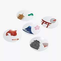 【西海陶器】日本經典和紋陶瓷小皿5入組