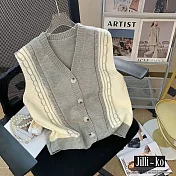 【Jilli~ko】秋季新款小眾設計感外搭針織背心馬甲 J9566  FREE 灰色