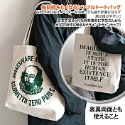 【Sayaka紗彌佳】日系文藝風格莎士比亞書店系列雙面單肩帆布包 -單一款式