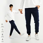 【KISSDIAMOND】百搭修身厚磅棉休閒褲(KDP-2009) XL 深藍/束口