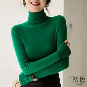 【初色】堆堆領針織修身毛衣上衣-共4色-63872(F可選) F 綠色