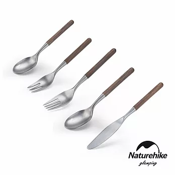 Naturehike 森野不鏽鋼木質餐具五件組 CJ014 灰色