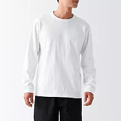 【MUJI 無印良品】男有機棉粗織天竺長袖T恤 L 白色
