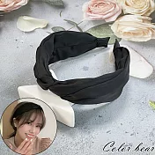 【卡樂熊】韓版氣質交叉寬邊韓式扭結造型髮箍(四色)- 黑色