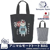 【Kusuguru Japan】日本眼鏡貓ANIMAL MODE動物模式系列日本和服企劃Cinnamon-san(折耳貓)手提肩背二用包 -藍色