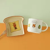 【韓國Dailylike】可愛動物陶瓷馬克杯+吐司餐盤2件禮盒 ‧ Cheese