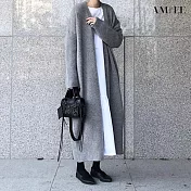 【AMIEE】INS長版休閒針織外套(KDCQ-2944) F 灰色