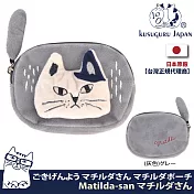 【Kusuguru Japan】日本眼鏡貓 零錢包 立體貓尾巴造型小物收納包 Matilda-san系列   -淺灰色