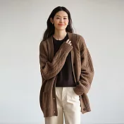 旅途原品 文藝復古100%澳洲美麗諾羊毛針織開衫外套女冬毛衣 M L-XL M 焦茶棕