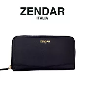 【ZENDAR】限量1折 頂級NAPPA小牛皮拉鍊長夾 伊莎貝拉系列 全新專櫃展示品 (黑色)